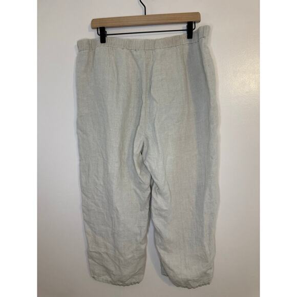 J. Jill Womens Love Linen Tan Wide Leg Pant Coastal Lagenlook Stretch Large - Picture 2 of 8